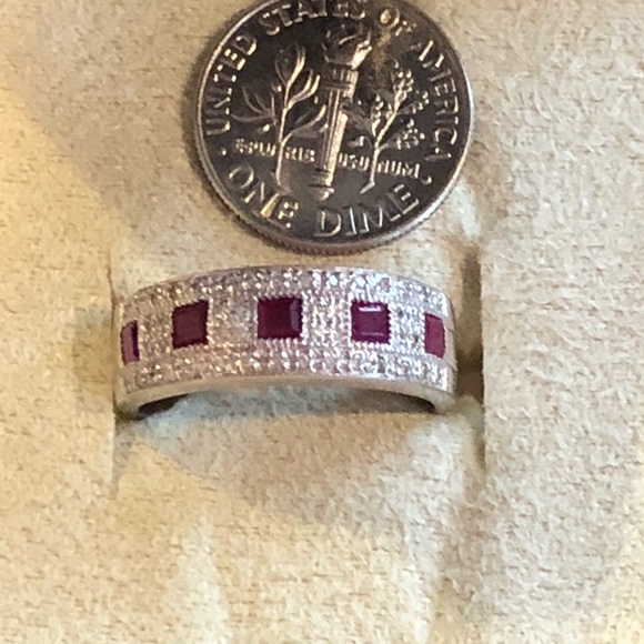 18k white gold diamonds and ruby ring - Picture 5 of 7